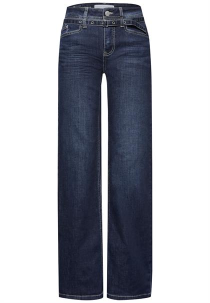 Wide Leg Jeans mit Gürtel dark blue washed