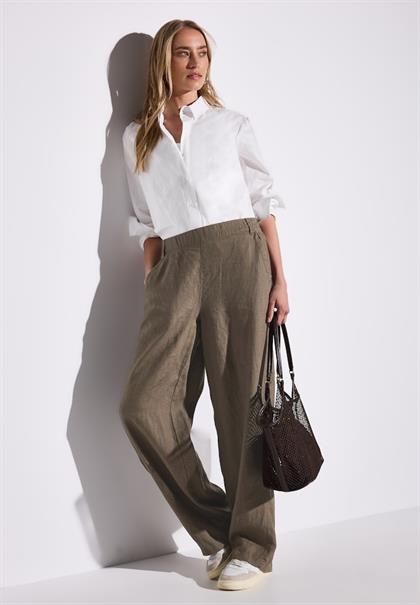 Wide Leg Leinenhose acron brown