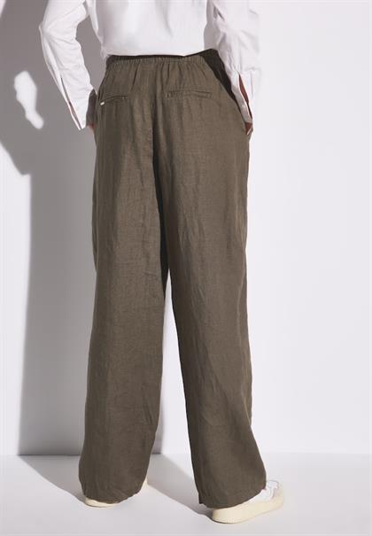 Wide Leg Leinenhose acron brown