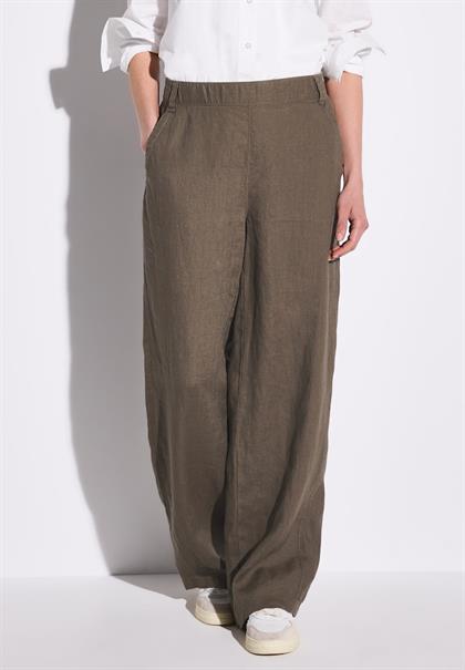 Wide Leg Leinenhose acron brown