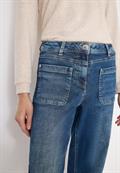 Wide Leg Patch Pocket Jeans mid blue used wash