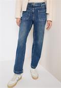 Wide Leg Patch Pocket Jeans mid blue used wash