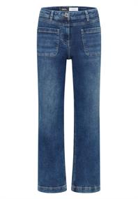 Wide Leg Patch Pocket Jeans mid blue used wash