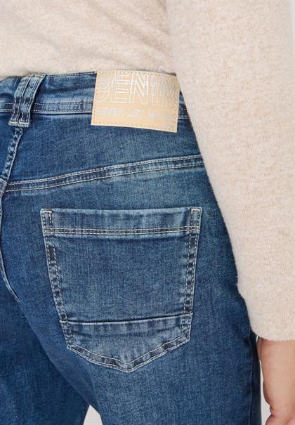 Wide Leg Patch Pocket Jeans mid blue used wash