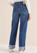 Wide Leg Washed-Look Jeans mid blue used wash
