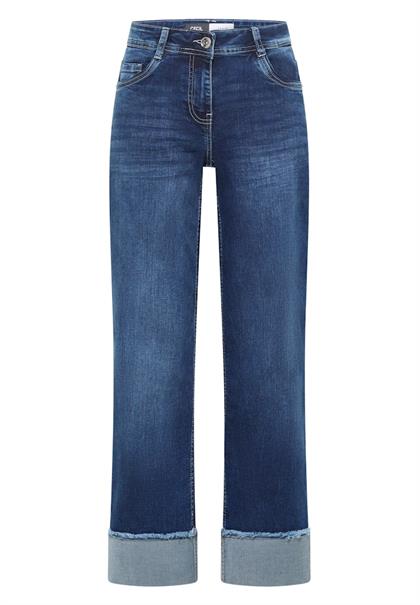 Wide Leg Washed-Look Jeans mid blue used wash