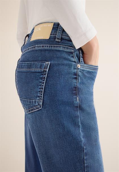 Wide Leg Washed-Look Jeans mid blue used wash