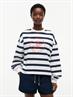 wide strp ecru - dark night navy