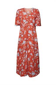 Women Dresses light woven midi coral orange