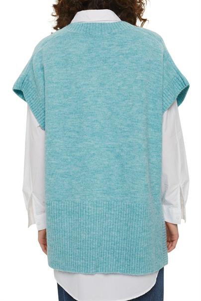 Women Sweaters sleeveless light aqua green