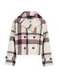 WOOL BLEND CHECK PEACOAT twill g stp check l- ecru