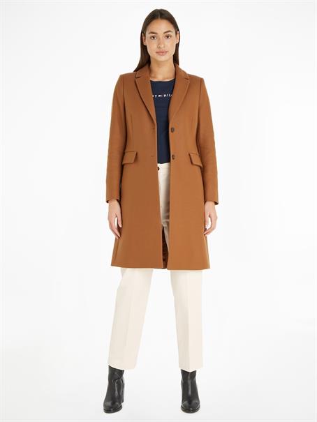 WOOL BLEND CLASSIC COAT natural cognac