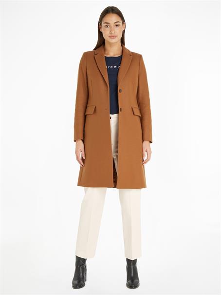 WOOL BLEND CLASSIC COAT natural cognac