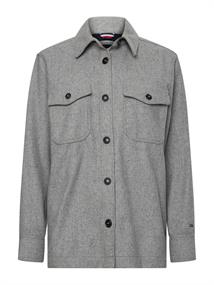 WOOL BLEND SHACKET ice grey heather