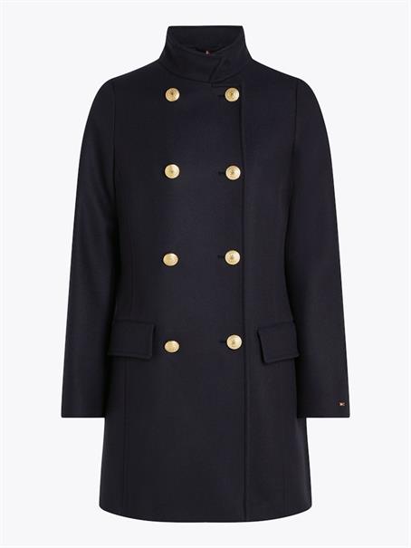 WOOL BLEND SLIM DB FUNNEL COAT desert sky