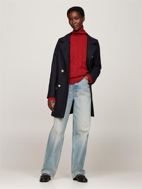 WOOL BLEND SLIM DB FUNNEL COAT desert sky