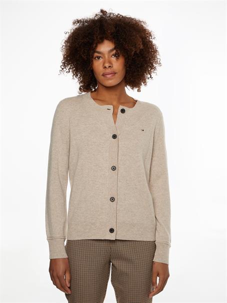 WOOL CASHMERE C-NK CARDIGAN white dove heather