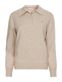 WOOL CASHMERE POLO-NK SWEATER white dove heather