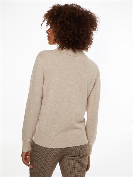 WOOL CASHMERE POLO-NK SWEATER white dove heather