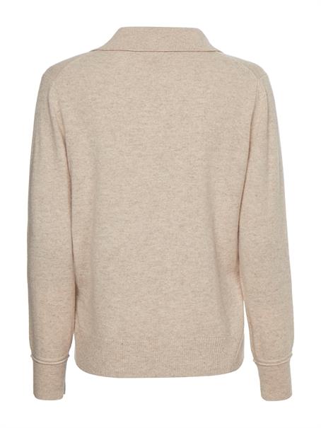 WOOL CASHMERE POLO-NK SWEATER white dove heather