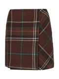WOOL CHECK WRAP SHORT SKIRT large pop check- army green