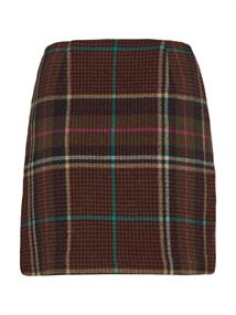 WOOL CHECK WRAP SHORT SKIRT large pop check- army green