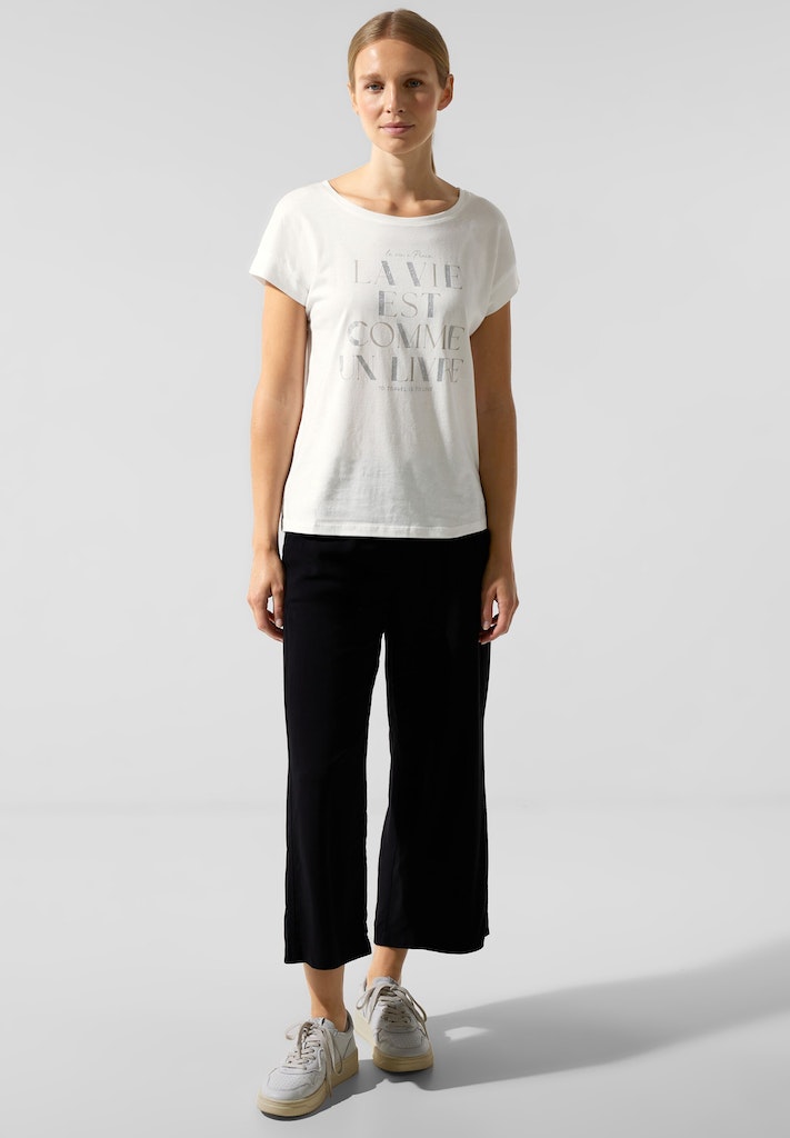 T-Shirt One Partprint Street online off Wording white Shirt bequem Damen kaufen bei