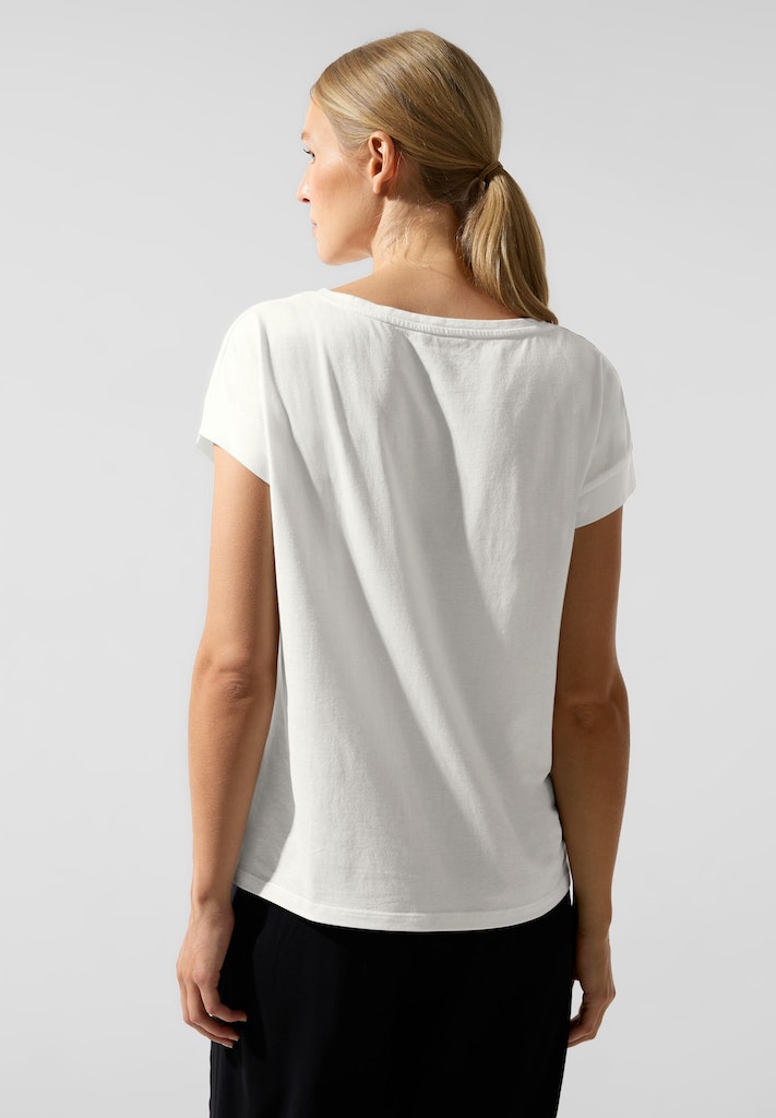 Wording bequem kaufen Damen Street online Partprint white Shirt off bei One T-Shirt