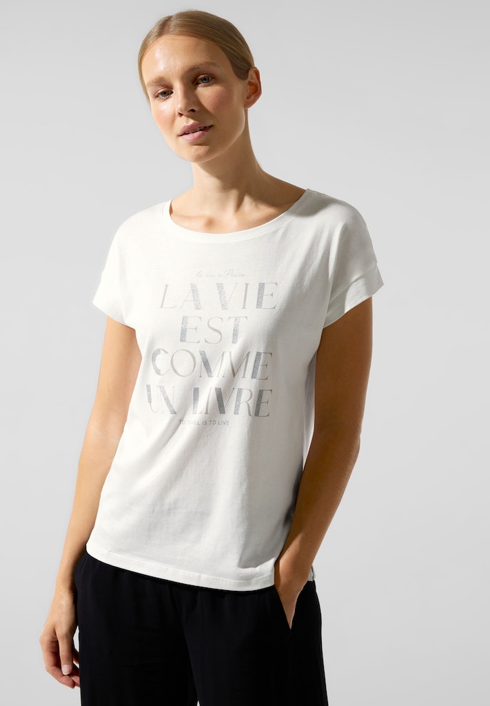 bequem kaufen Wording off online Partprint T-Shirt Shirt white One Street Damen bei