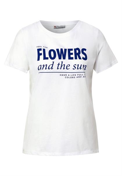 Wording Partprint Shirt white