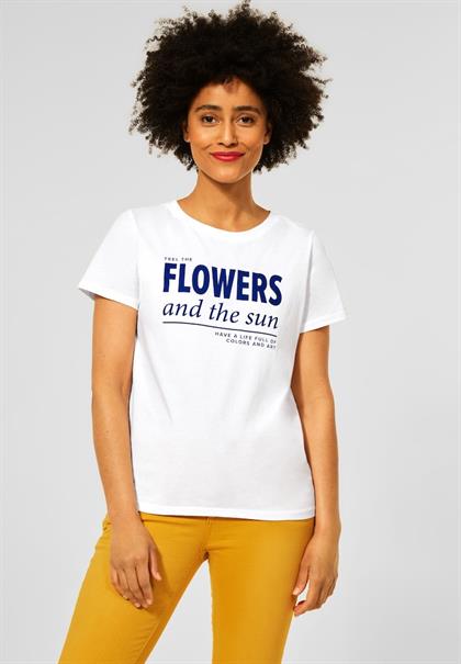 Wording Partprint Shirt white