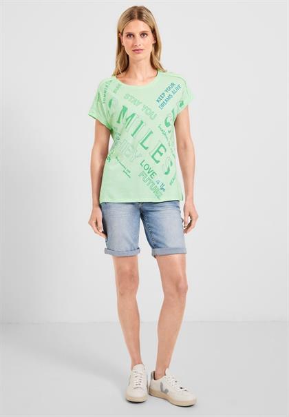 Wording Print T-Shirt fresh salvia green