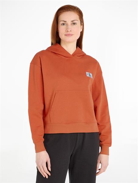 WOVEN LABEL HOODIE burnt clay