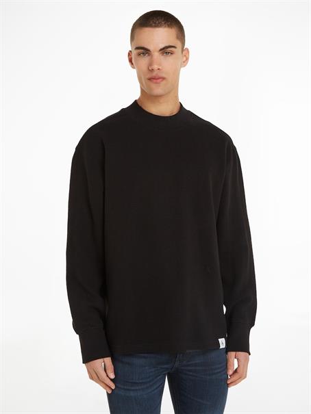 WOVEN TAB WAFFLE LS ck black