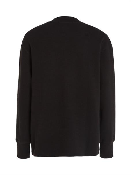 WOVEN TAB WAFFLE LS ck black