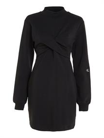 WRAP CREW NECK DRESS ck black