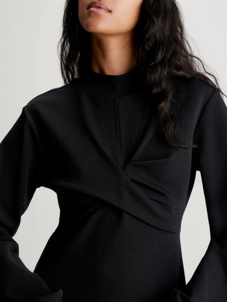 WRAP CREW NECK DRESS ck black