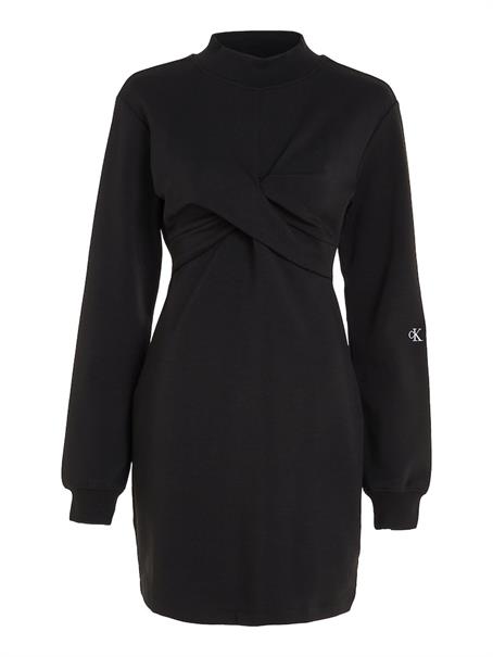 WRAP CREW NECK DRESS ck black