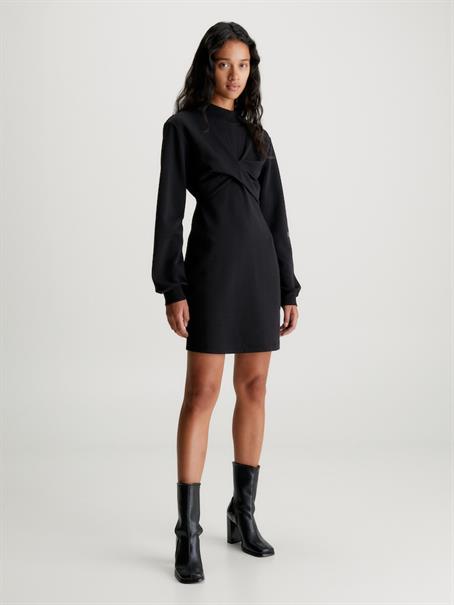 WRAP CREW NECK DRESS ck black