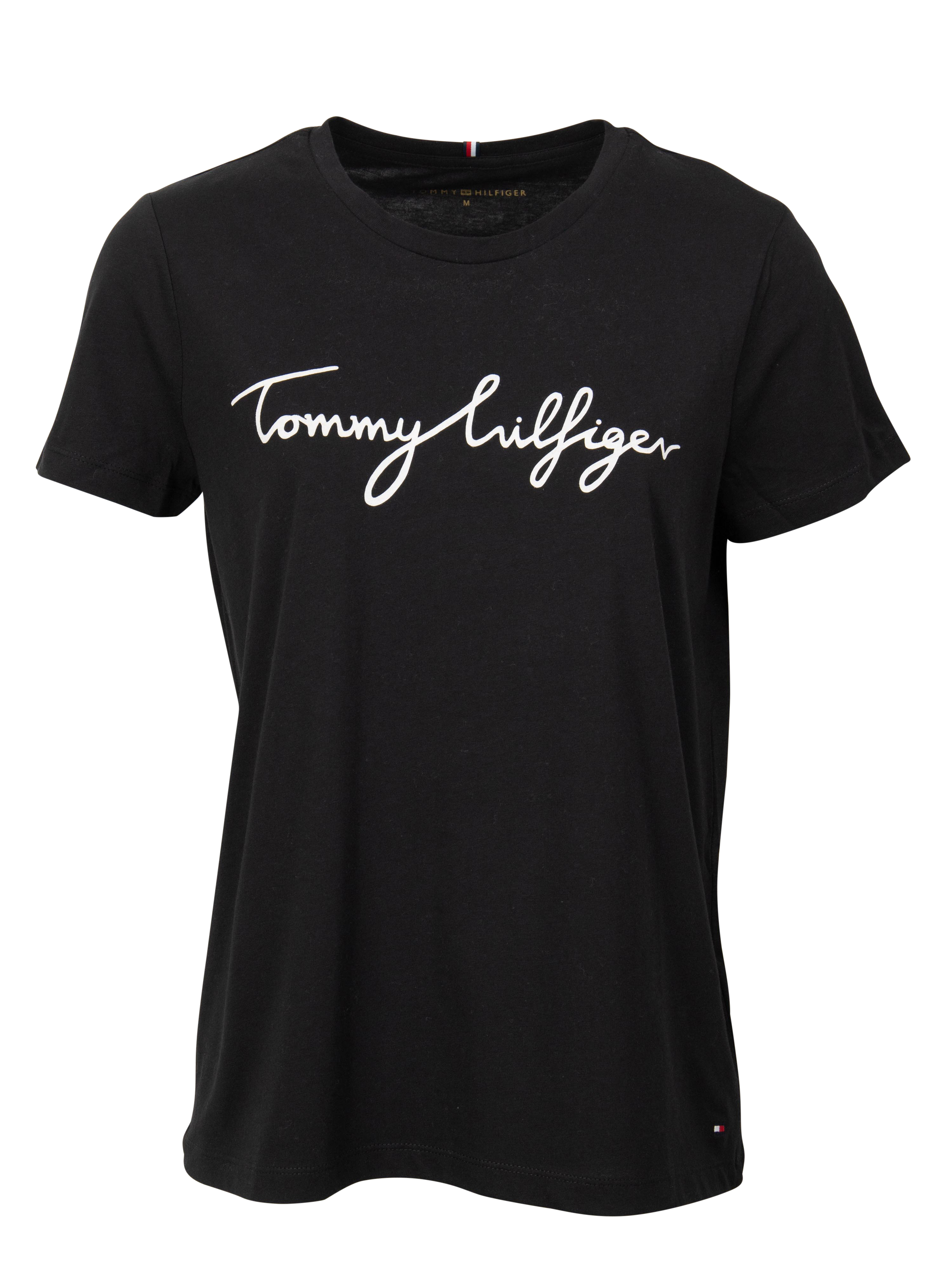 Tommy Hilfiger Damen T-Shirt Ww0ww24967 Schwarz - rundhalsausschnitt