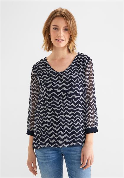 Zick Zack Chiffon Shirt deep blue