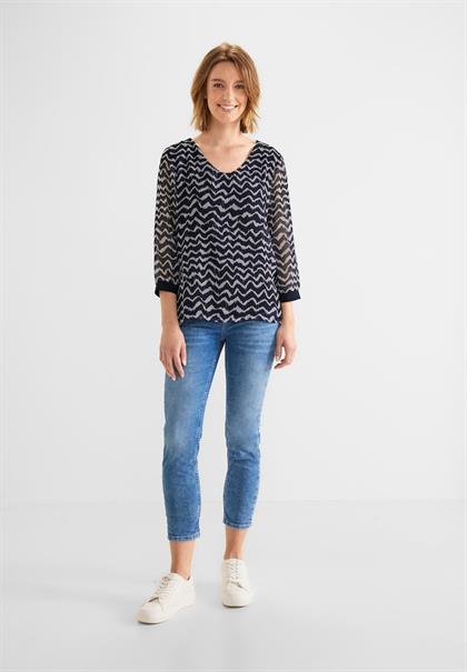 Zick Zack Chiffon Shirt deep blue