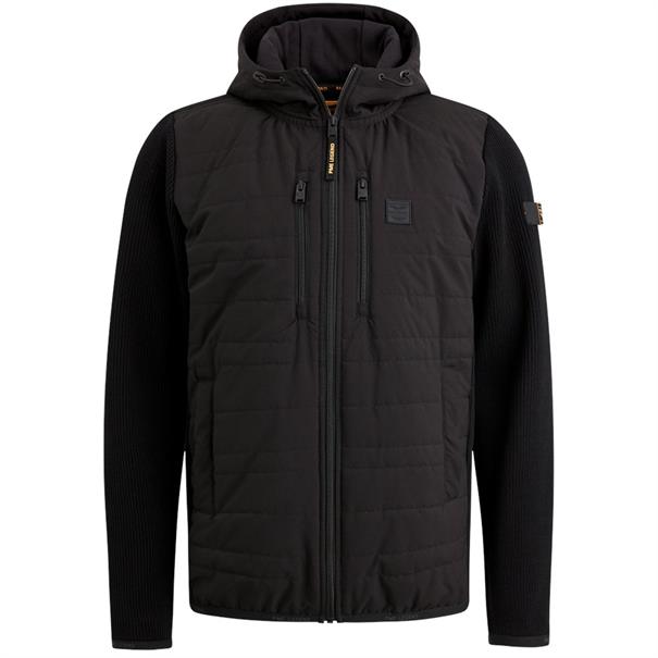 Zip jacket knit look mix black