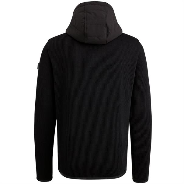 Zip jacket knit look mix black