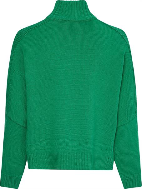 ZIP-UP HIGH-NK SWEATER primary green