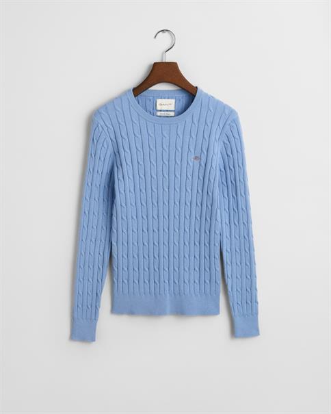Zopfstrick Rundhalspullover aus Stretch-Baumwolle clear sky