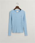 Zopfstrick Rundhalspullover aus Stretch-Baumwolle dove blue