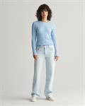 Zopfstrick Rundhalspullover aus Stretch-Baumwolle dove blue