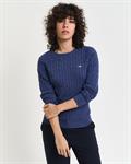Zopfstrick Rundhalspullover aus Stretch-Baumwolle dusty navy