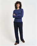 Zopfstrick Rundhalspullover aus Stretch-Baumwolle dusty navy